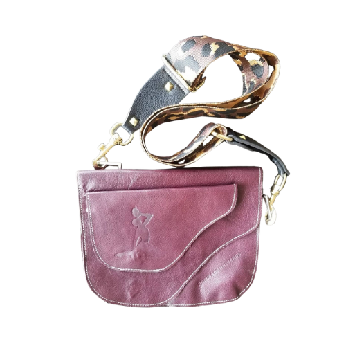RALFÒ Leather Purse with Cheetah Strap